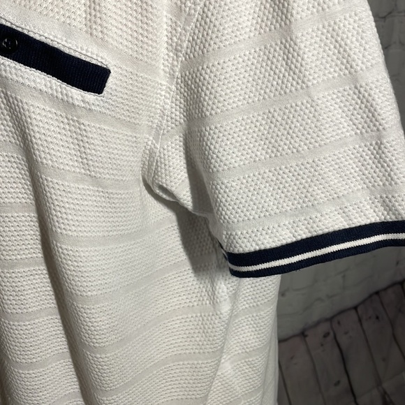 Primark White and Navy Medium Polo Shirt - Picture 6 of 7